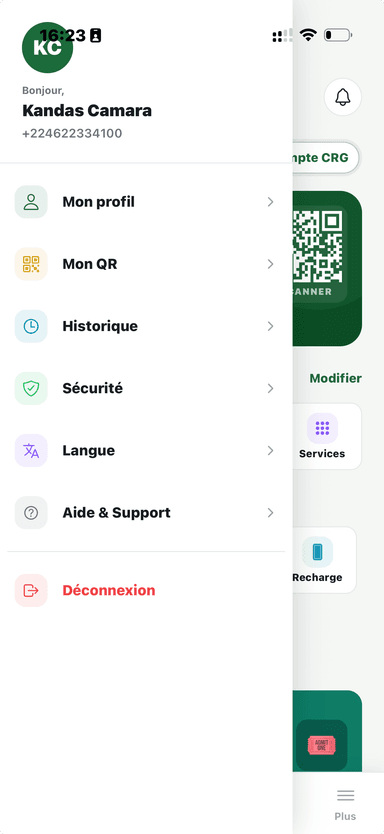 Menu personnalisé